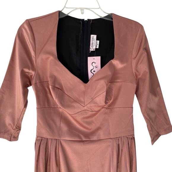 Deadly Dames Micheline Pin Up Wiggle Elegant Satin Dress NWTs Vixen - Picture 5 of 9